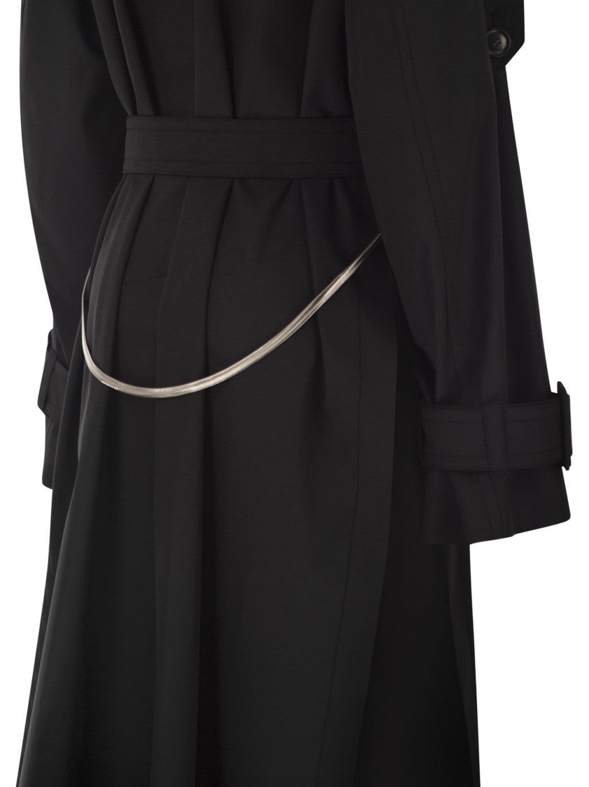 Sportmax Spxgocce - Long Trench Coat In Water-Repellent Twill