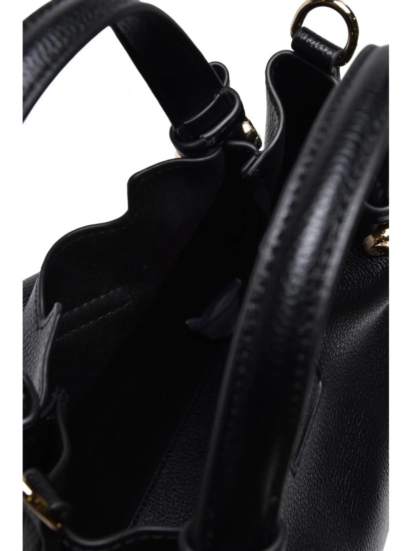 Ermanno Firenze Black Polyurethane Vally Shoulder Bag