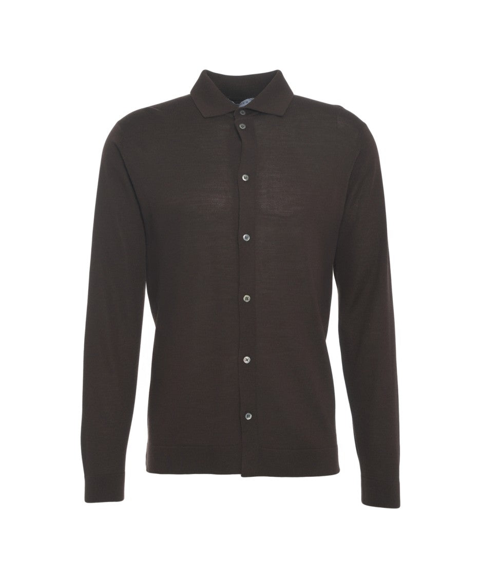 Gender Knit Shirt With Classic Collar And Minimalist Design