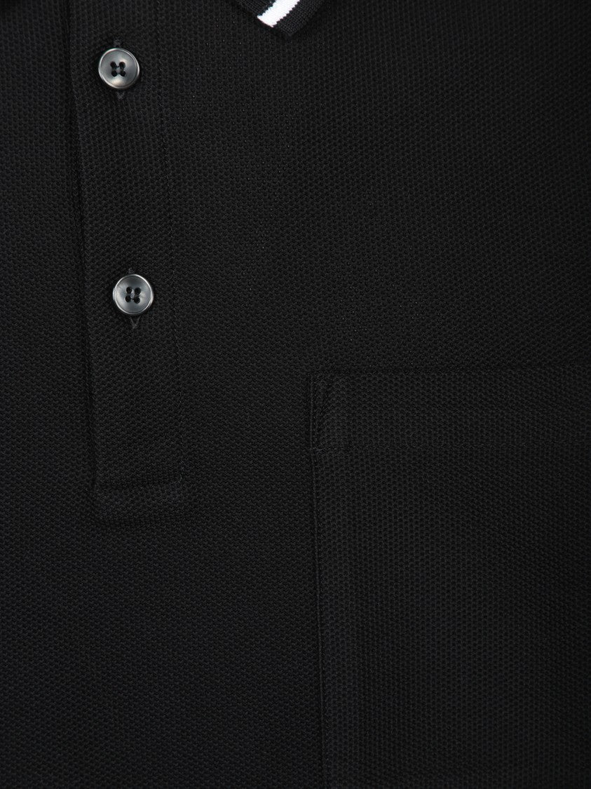 Dolce & Gabbana Polo-Style Black T-Shirt With Textured Knit