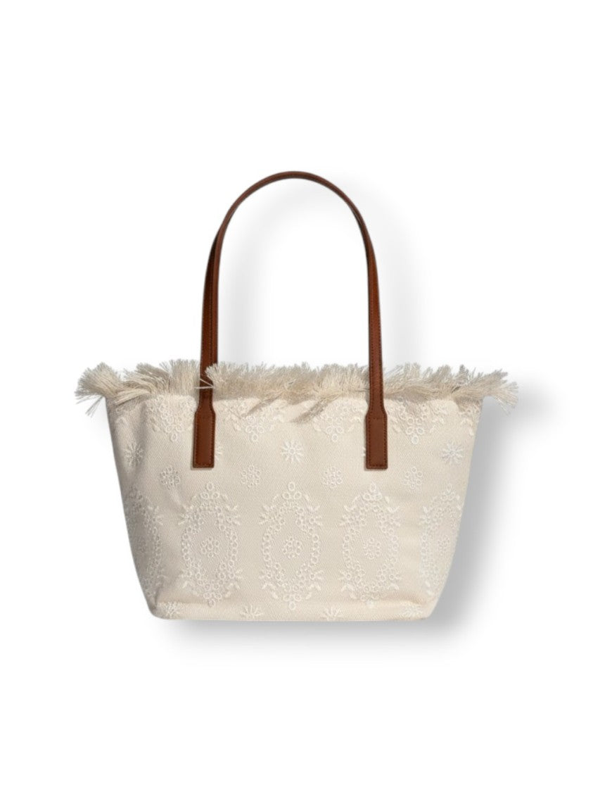 Mc2 Saint Barth Intricately Embroidered Medium Tote Bag With Fringed Edge