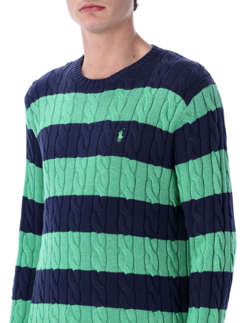 Polo Ralph Lauren Bicolor Striped Cotton Cable Sweater