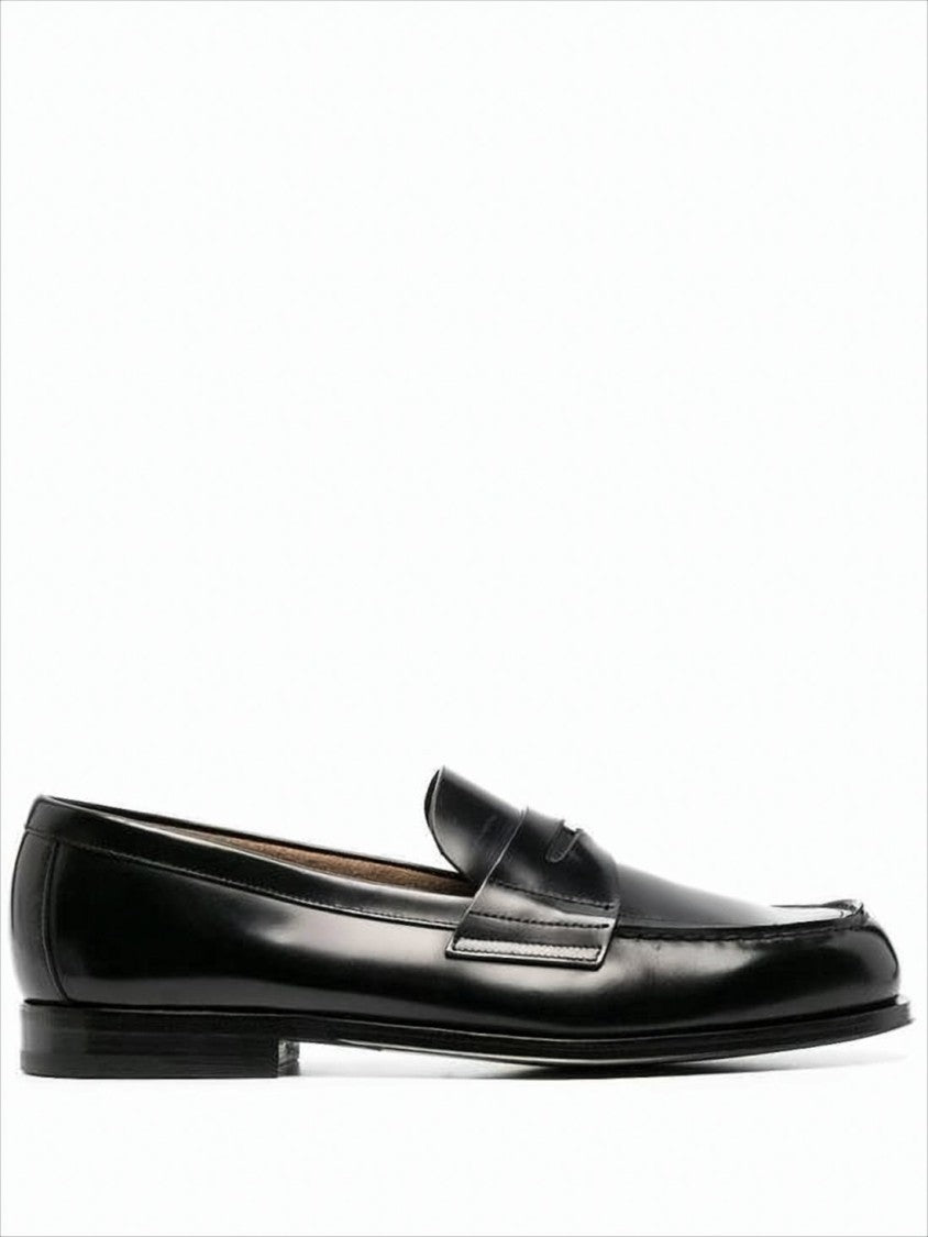 Prada Polished Black Leather Loafers