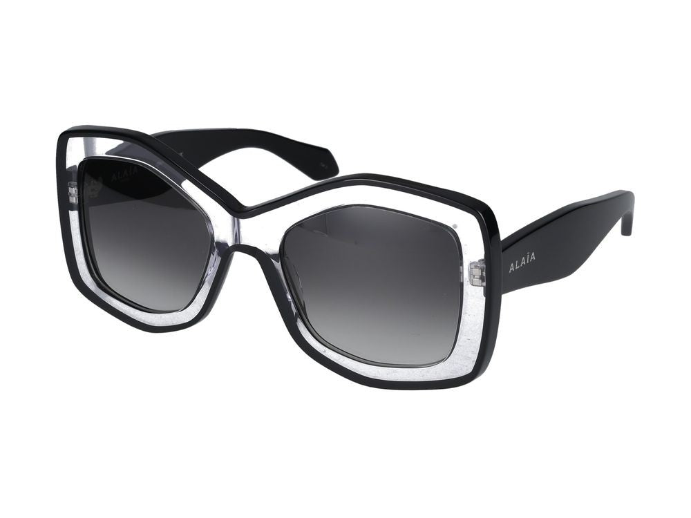 Azzedine Alaïa Black Translucent Crystal Oversized Square Sunglasses