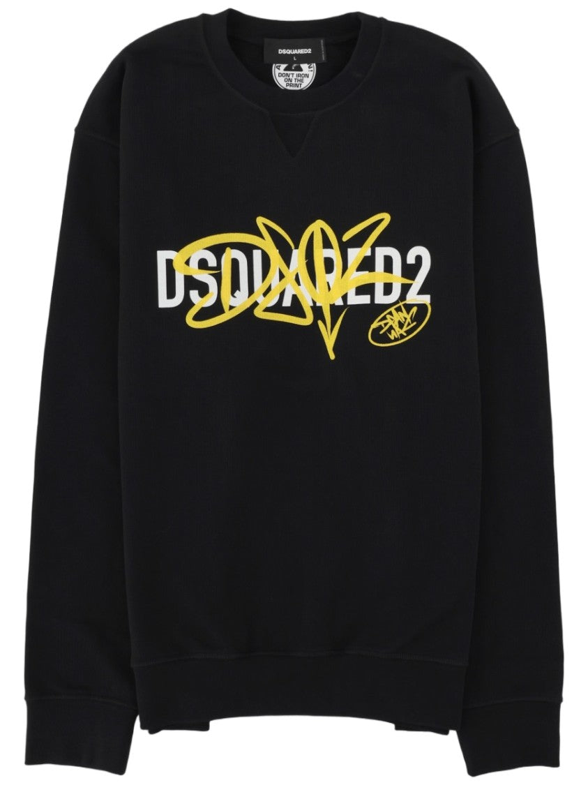 Dsquared2 Graffiti Cool Fit Black Cotton Sweatshirt