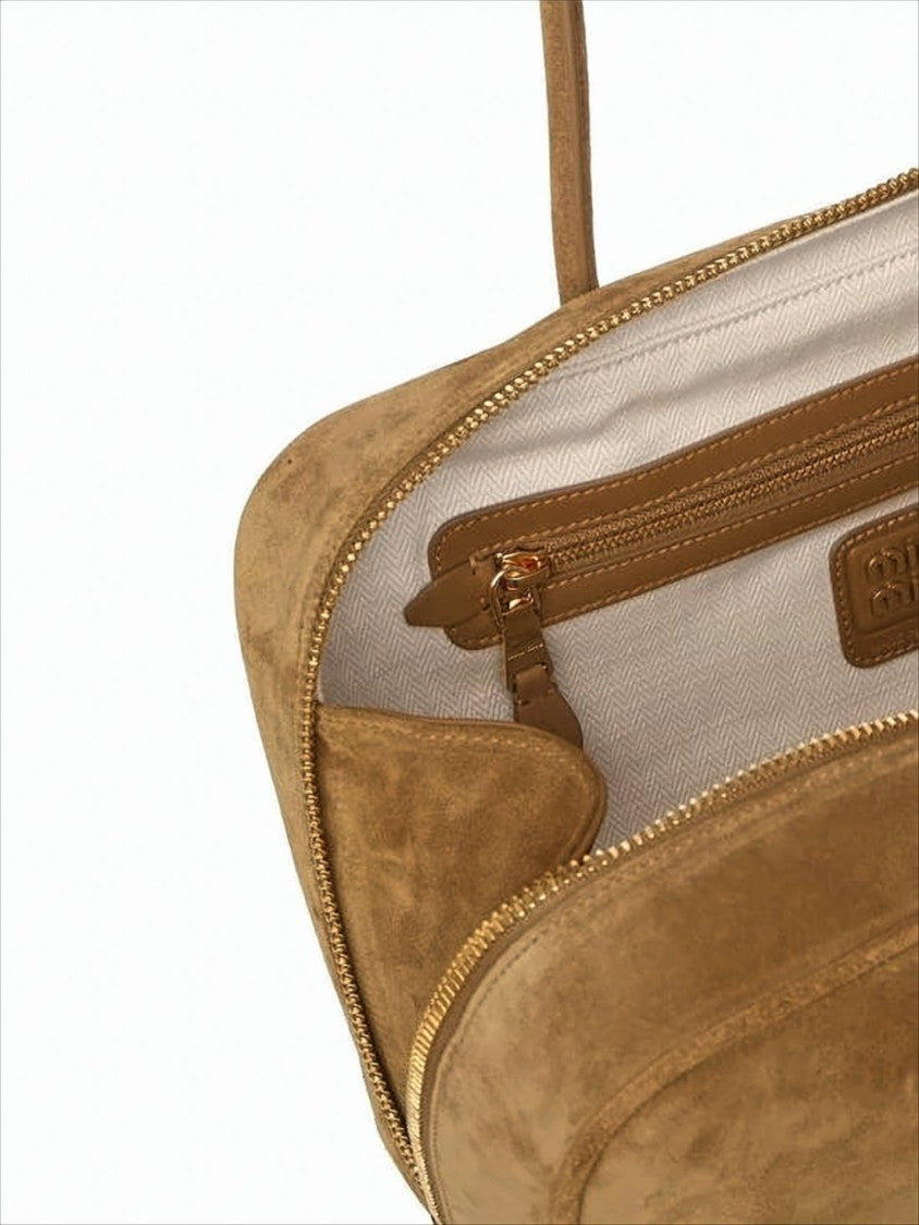 Miu Miu Rectangular Brown Suede Calf Leather Tote