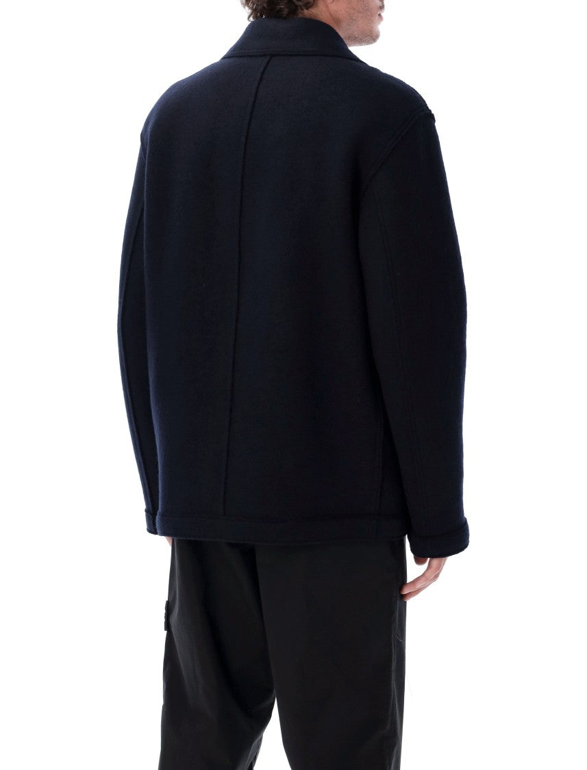 Stone Island Oversized Double-Breasted Rws Wool Coat