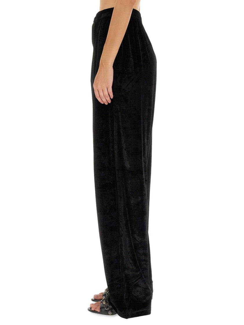 Balenciaga Wide Leg Black Baggy Pants With Elasticated Waistband