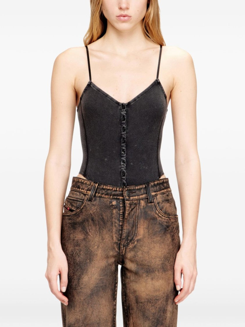 Diesel Fitted Black Tank Top With Adjustable Straps