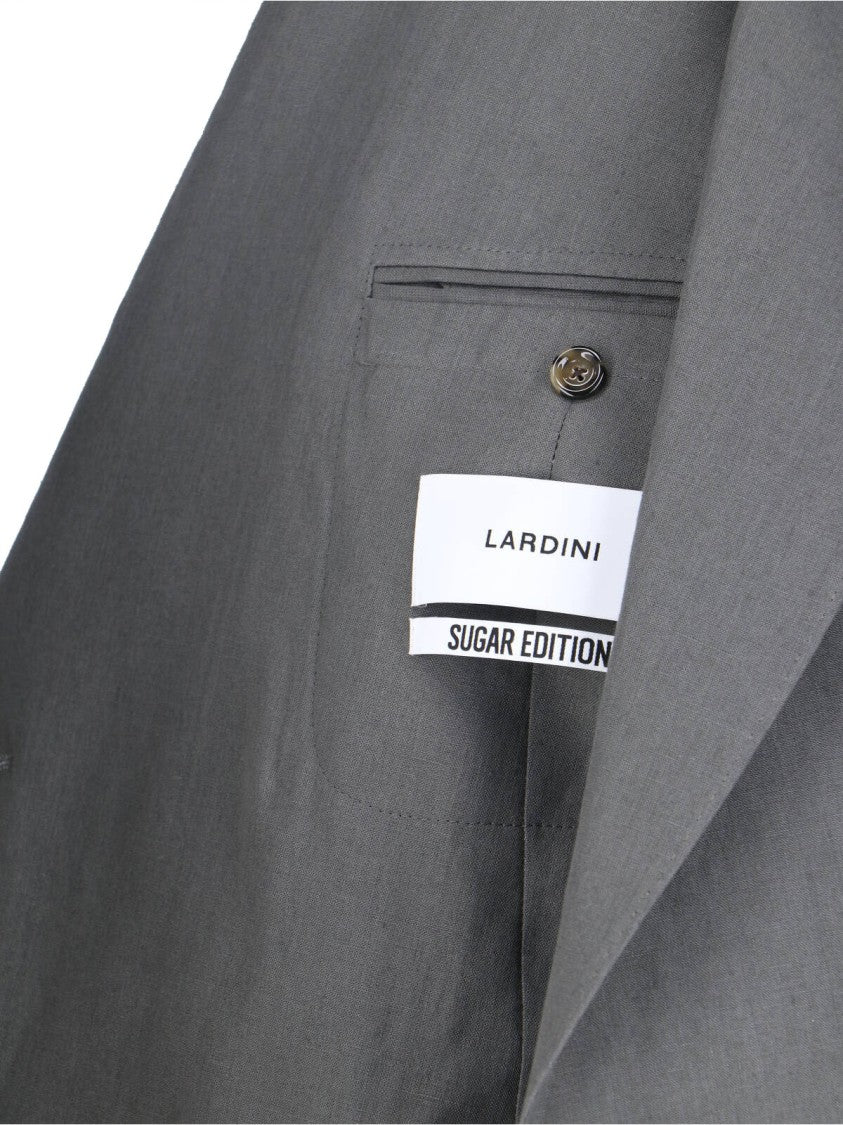 Lardini Double-Breasted Linen Suit Grey
