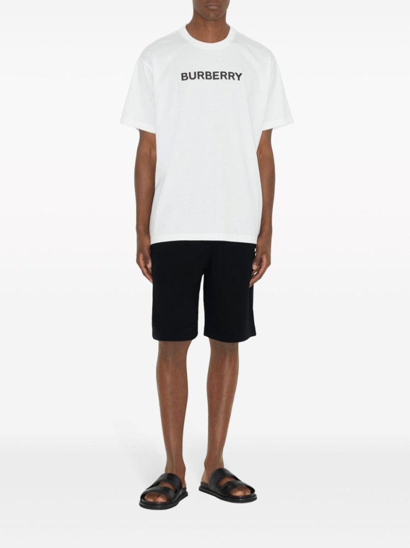 Burberry White Cotton T-Shirt With Bold Logo