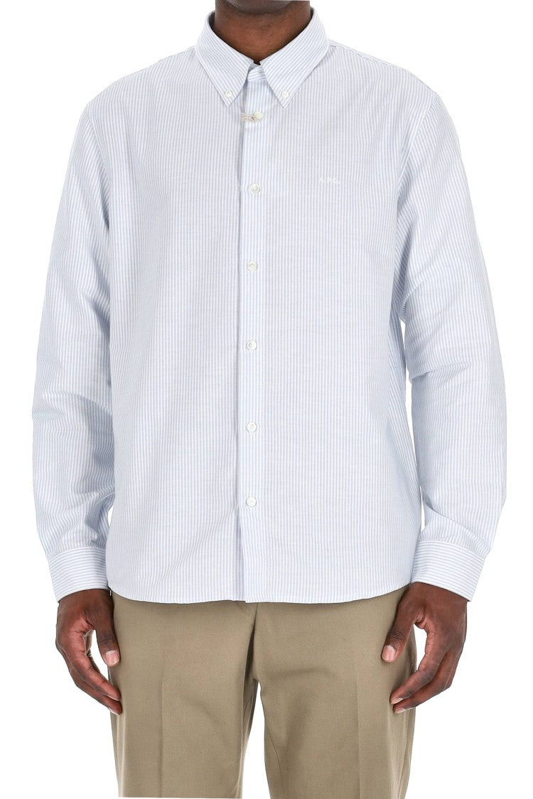 A.P.C. Standard Fit Cotton Piquet Striped Shirt