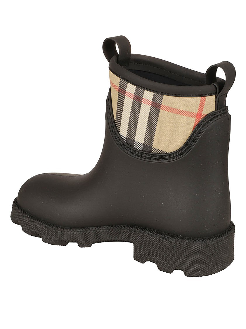 Burberry Black Ankle Boots With Tartan Cuff