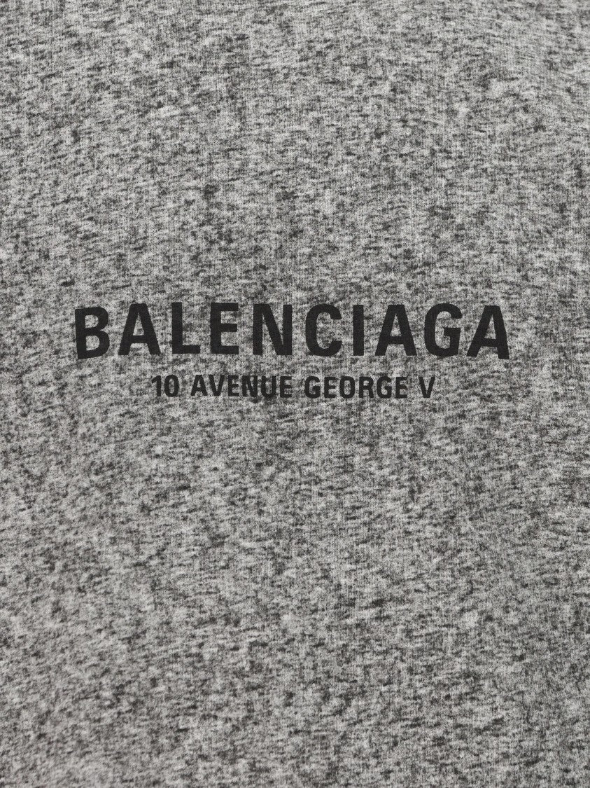 Balenciaga Heathered Grey Medium Fit T-Shirt With Contrasting Ribbed Trims