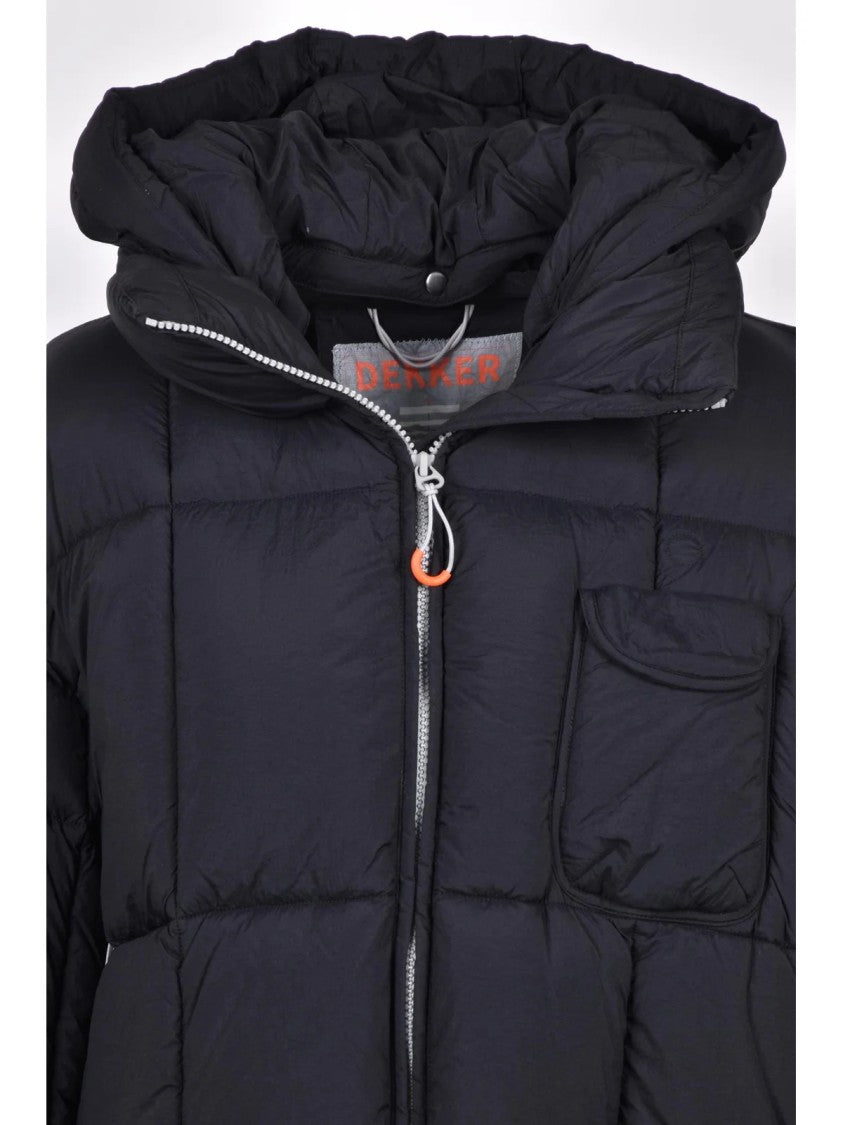 Dekker Black Hooded Quilted Polyamide Down Jacket