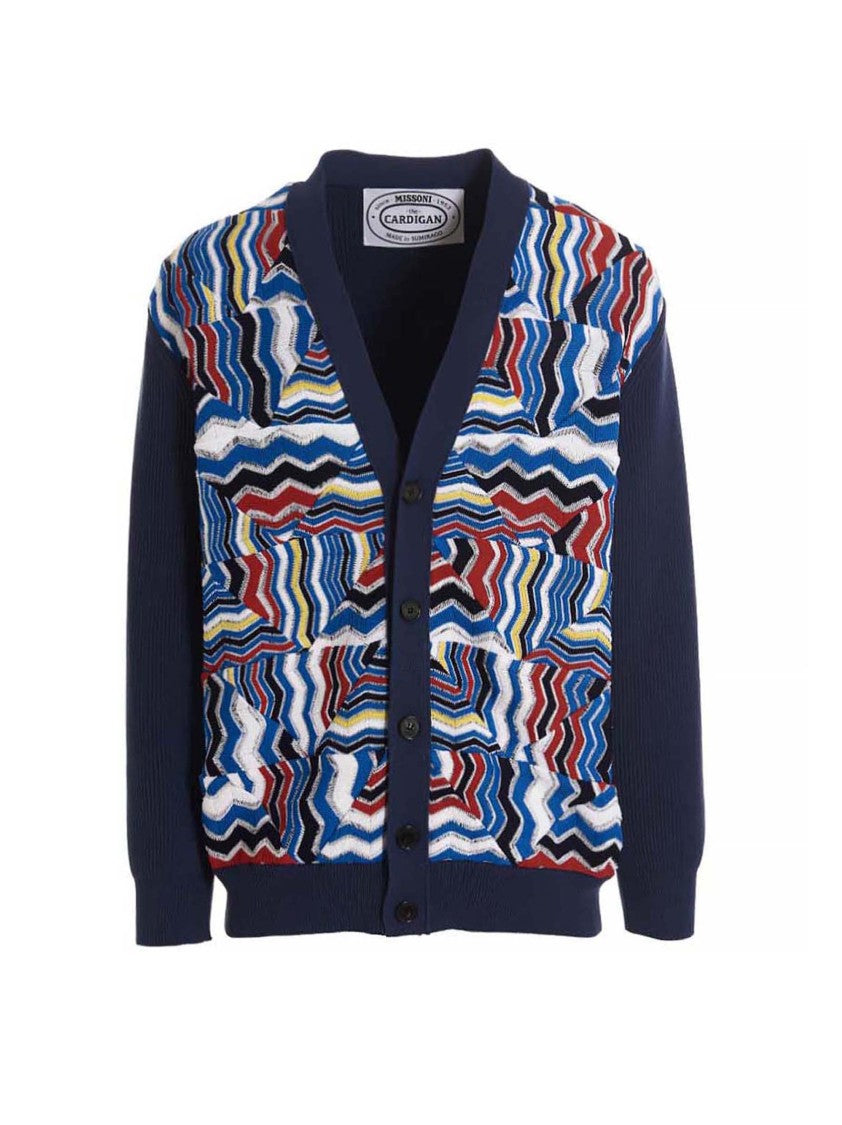 Missoni Zigzag Patterned Cotton Cardigan With Button Design