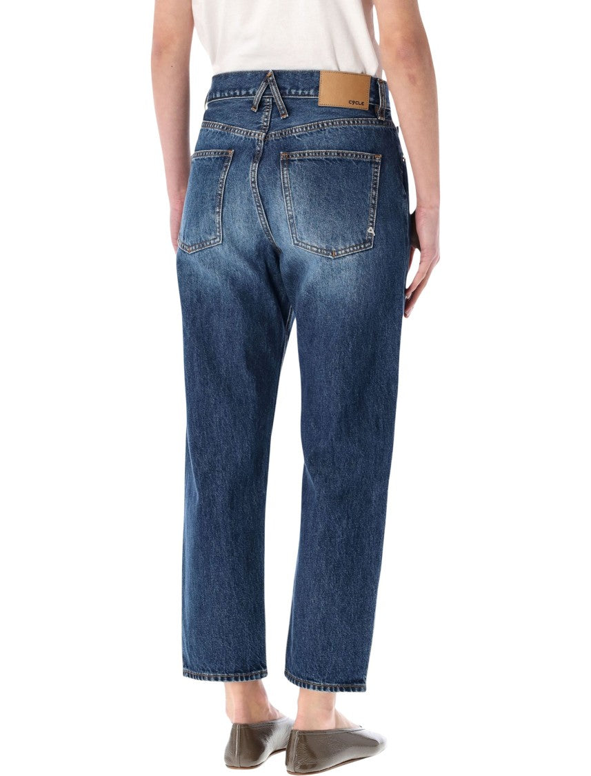 Cycle Mid Rise Mom Fit Distressed Jeans