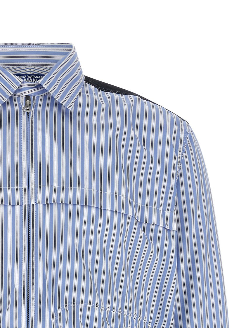 Junya Watanabe Striped Poplin Shirt With Denim Inserts