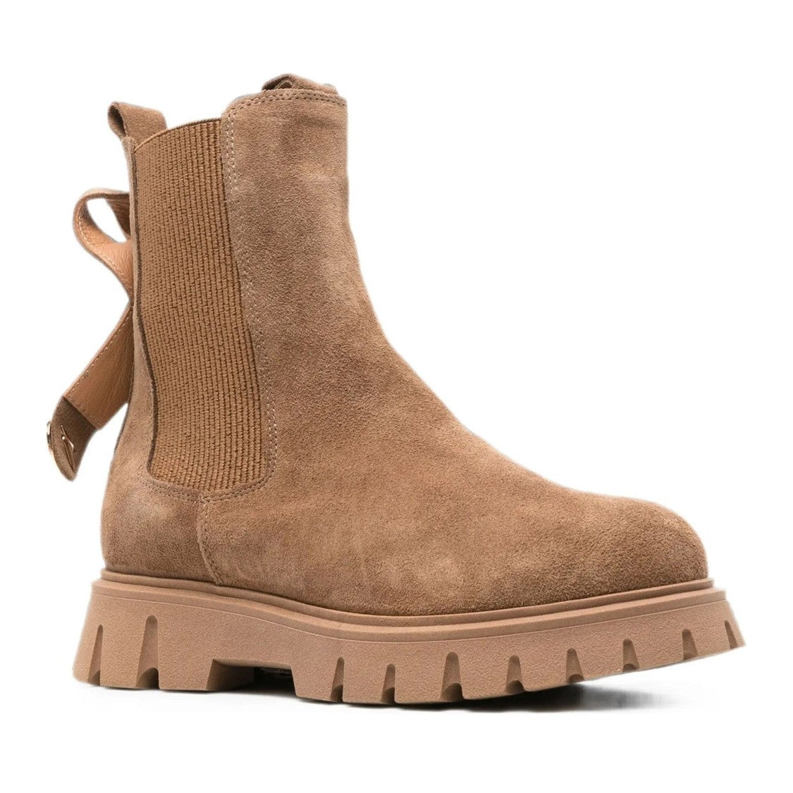 Sergio Moretti Beige Suede Decorative Bow Boots