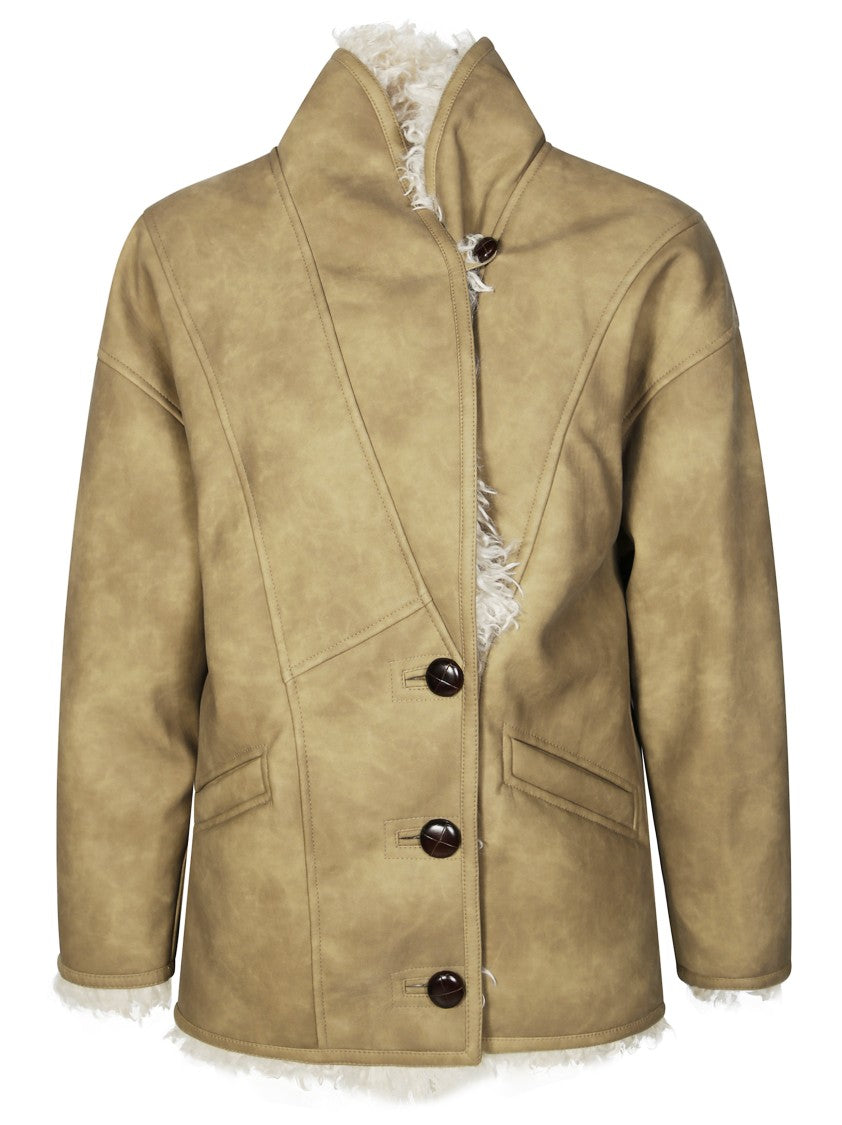 Isabel Marant Étoile Structured High-Collar Coat With Shearling Lining