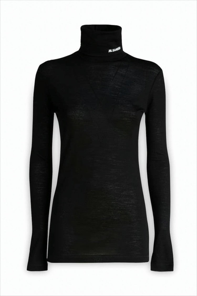 Jil Sander Fitted Black Turtleneck With Subtle Texture