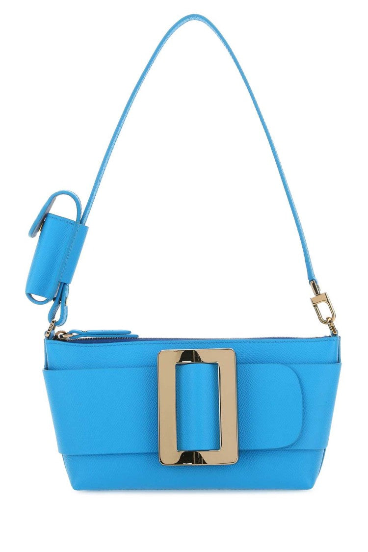 Boyy Light Blue Leather Buckle Shoulder Bag