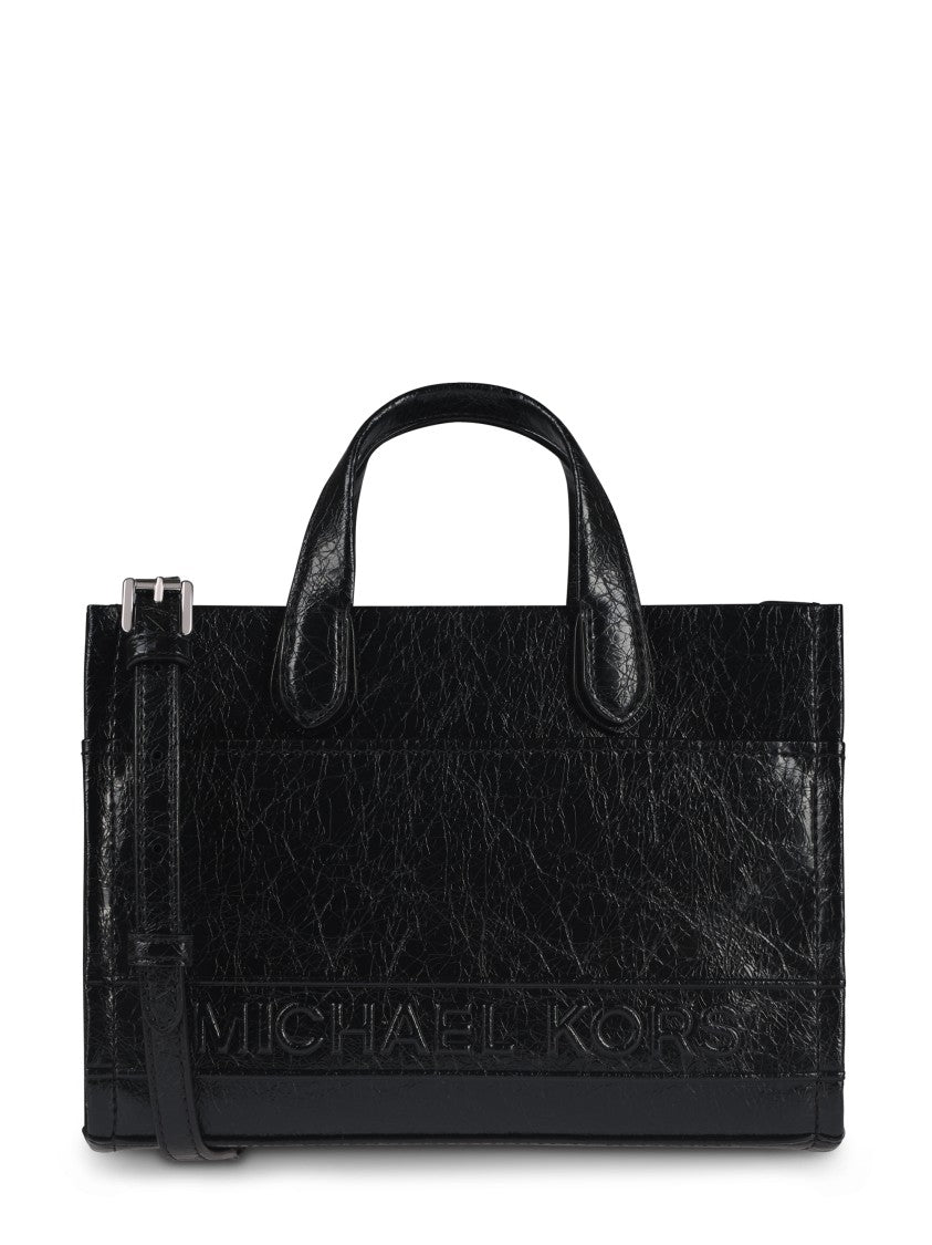 Michael Kors Structured Black Crinkled Leather Tote