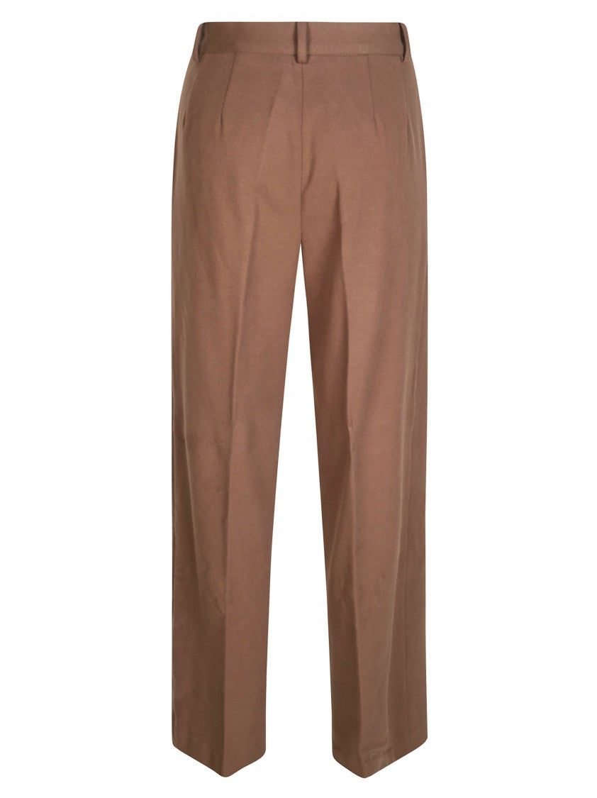 Circolo Brown Pleated High-Waisted Formal Pants