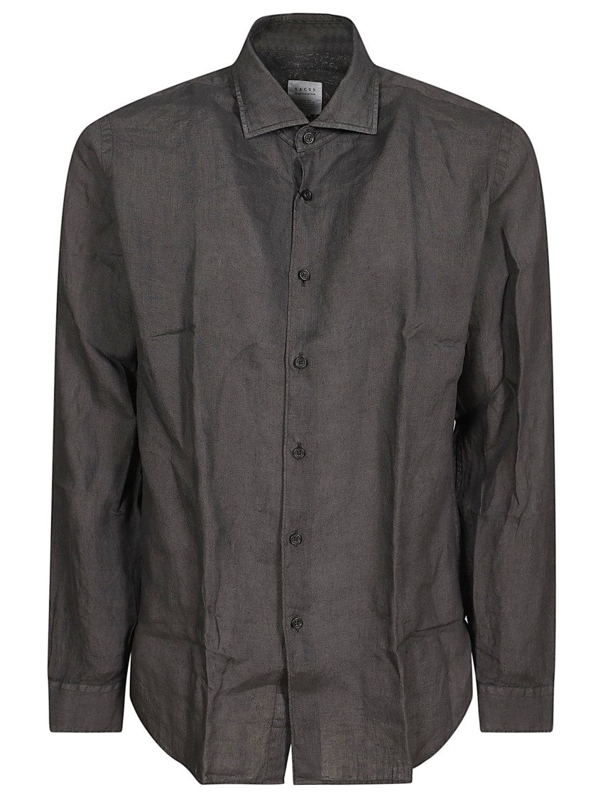 Xacus Linen Long-Sleeve Shirt With Classic Collar And Button-Down Front
