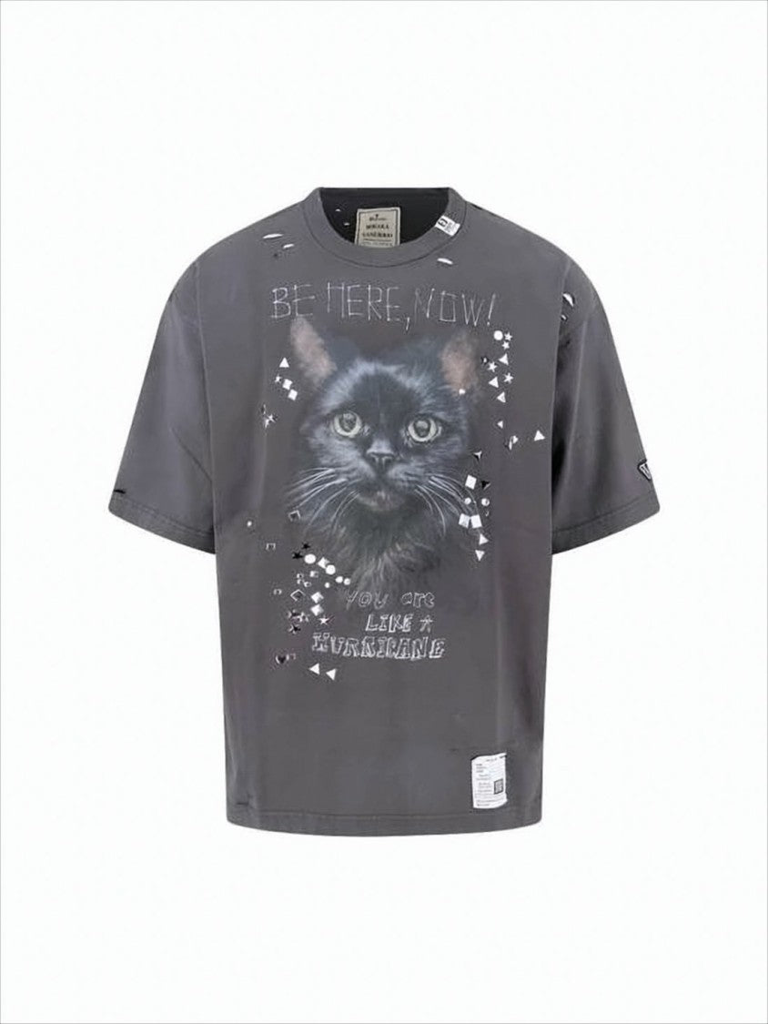 Maison Mihara Yasuhiro Relaxed-Fit Graphic Print T-Shirt With Distressed Details