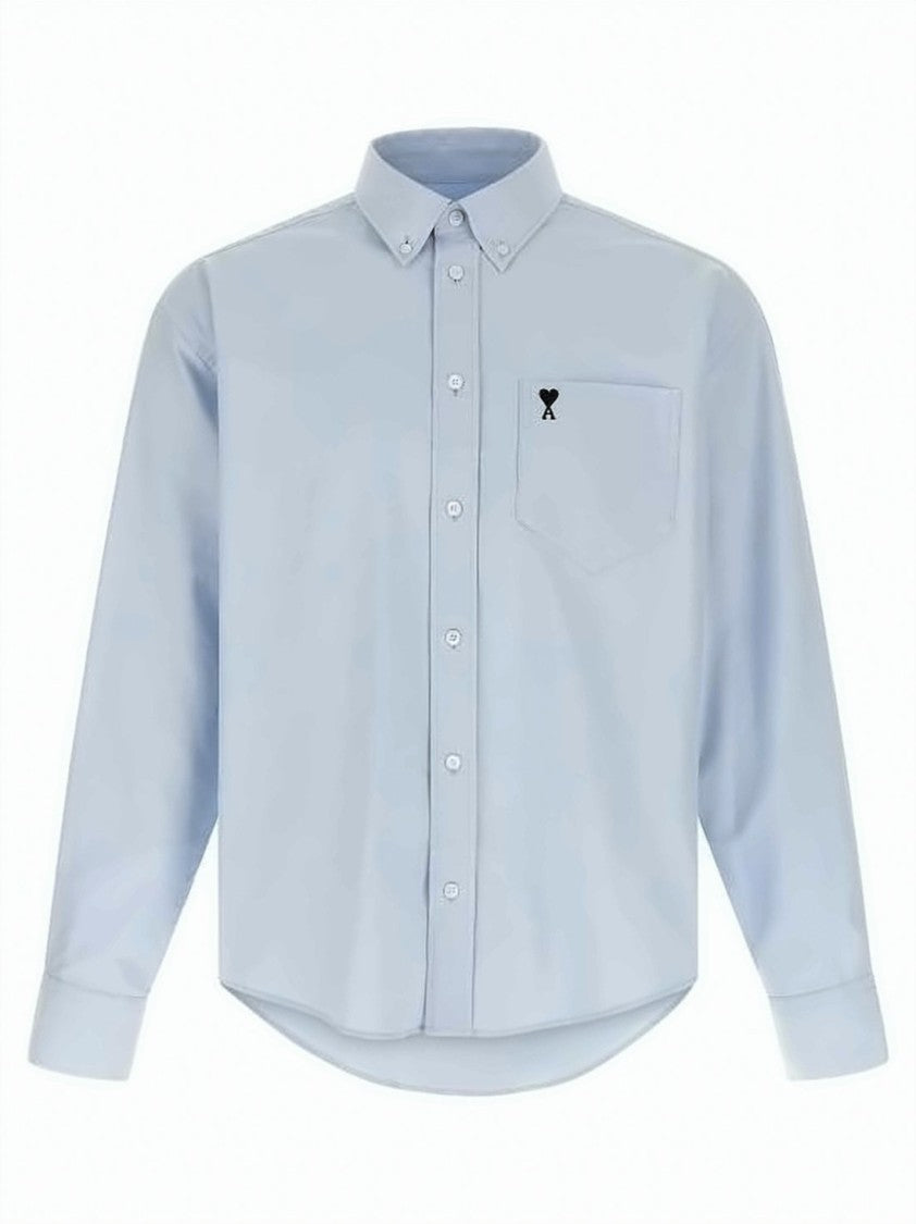 Ami Paris Boxy-Fit Cotton Shirt With Embroidered Heart Logo