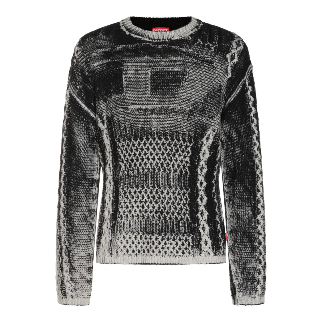 Diesel Textured Knit Sweater With Intricate Cable Design