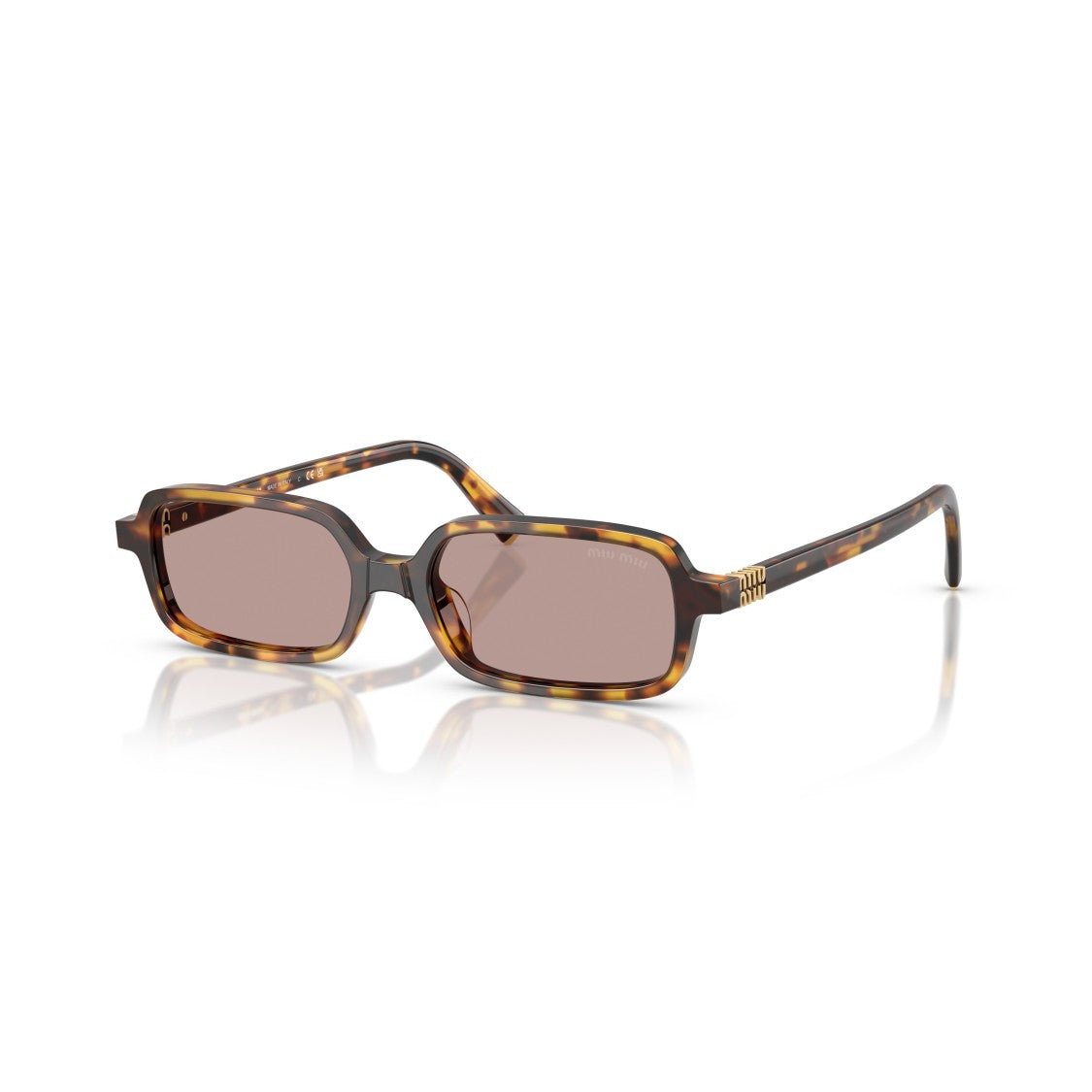 Miu Miu 0Mu 11Zs Rectangular Sunglasses In Tortoiseshell Acetate