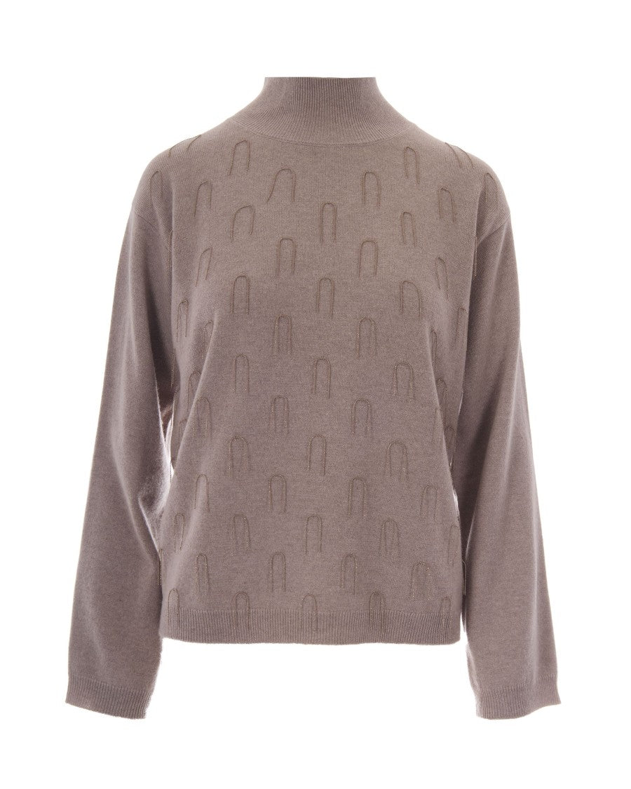 Fabiana Filippi Moka Meringa Platinum Wool-Blend Turtleneck