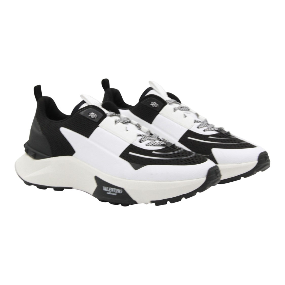 Valentino Garavani Black And White Color Block Sneakers