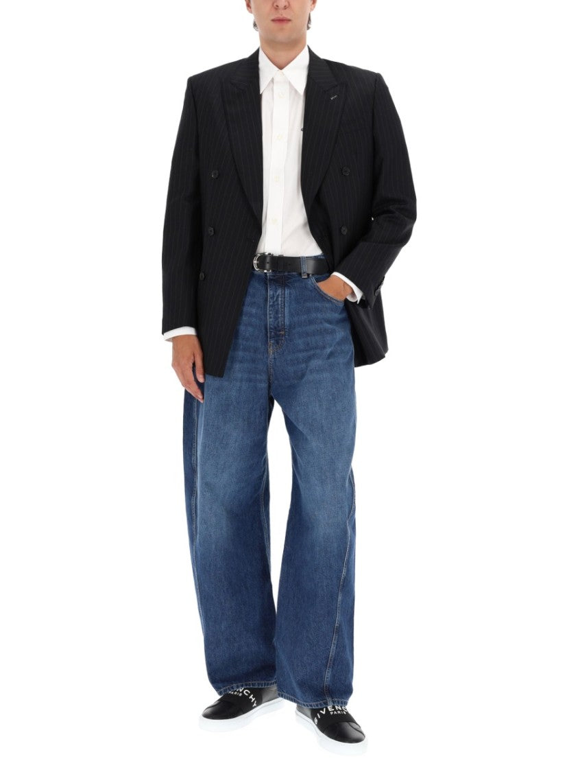 Givenchy Tailored Double-Breasted Wool Jacket With Subtle Pinstripes