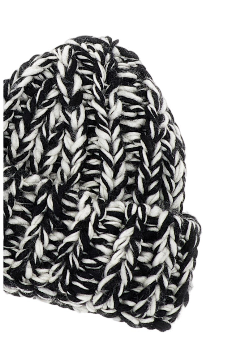 Ami Paris White Chunky Wool Knit Beanie