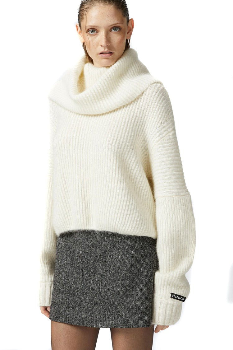 Pinko White Sphynx Acrylic-Mohair Blend Sweater