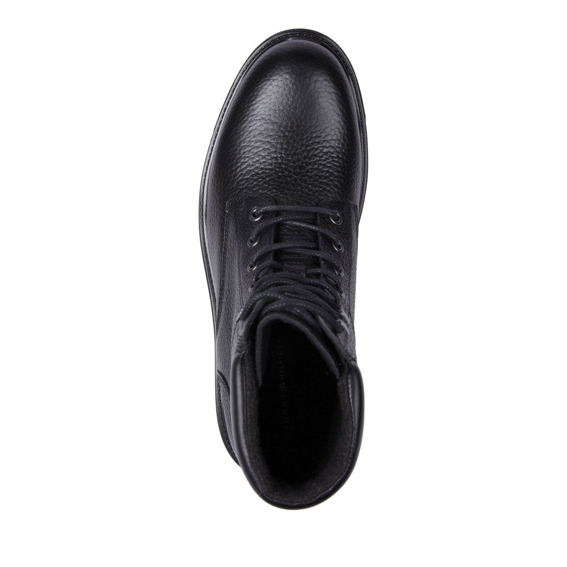 Tommy Hilfiger Black Leather Padded Collar Boots