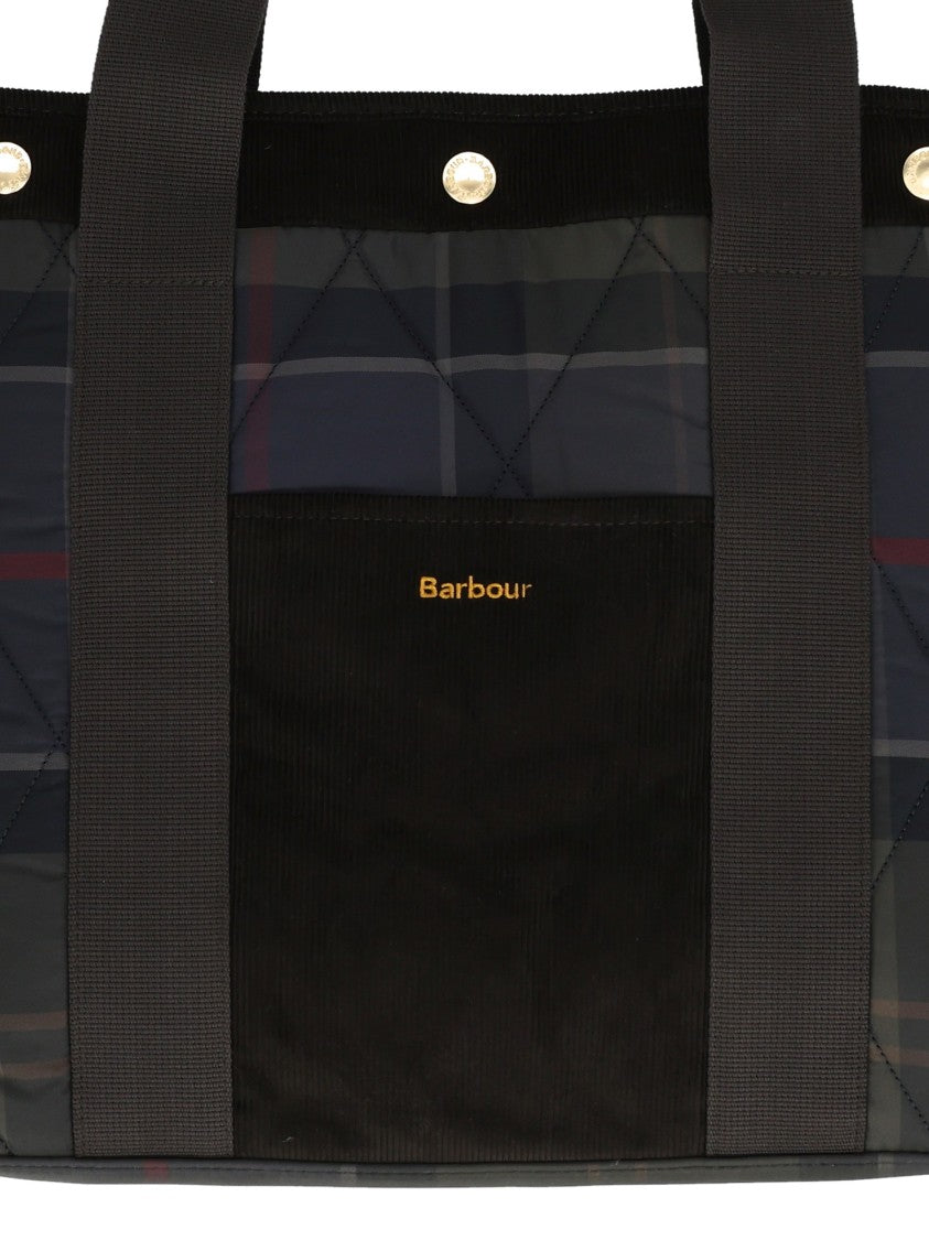 Barbour Tote Bag With Classic Tartan Pattern And Quilted Texture