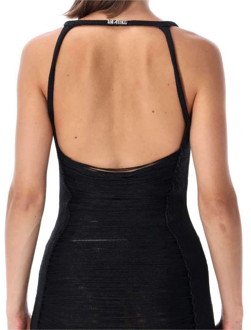 The Attico Viscose Fringe Backless Mini Dress