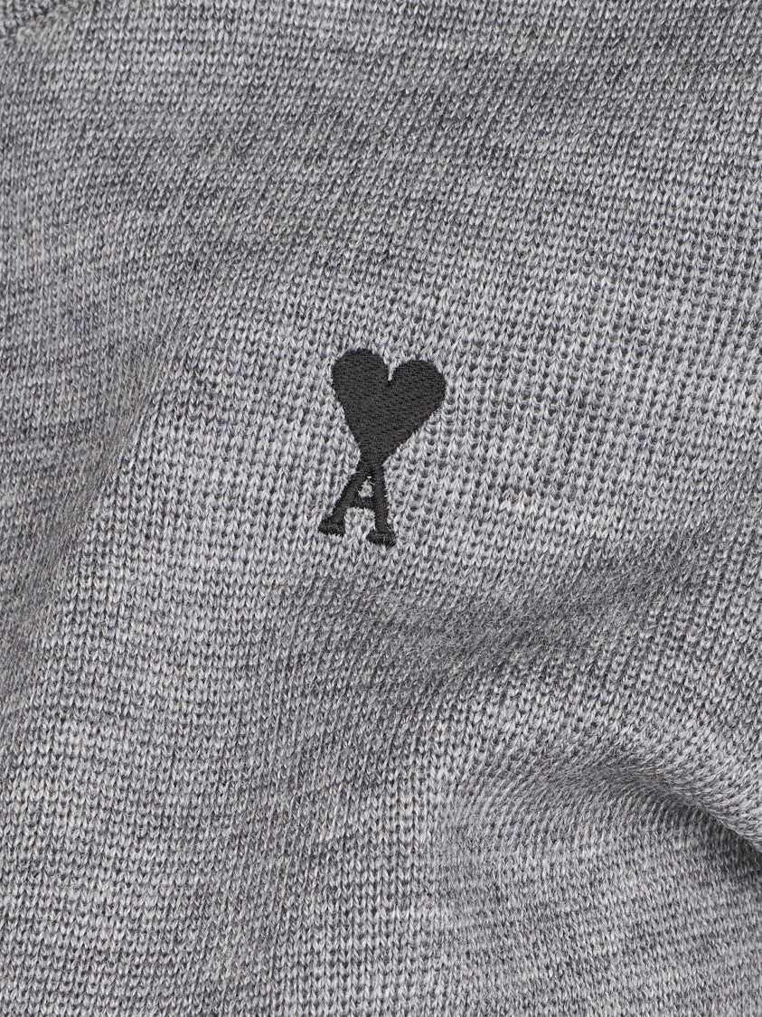 Ami Paris Crewneck Sweater With Fitted Silhouette And Heart Logo