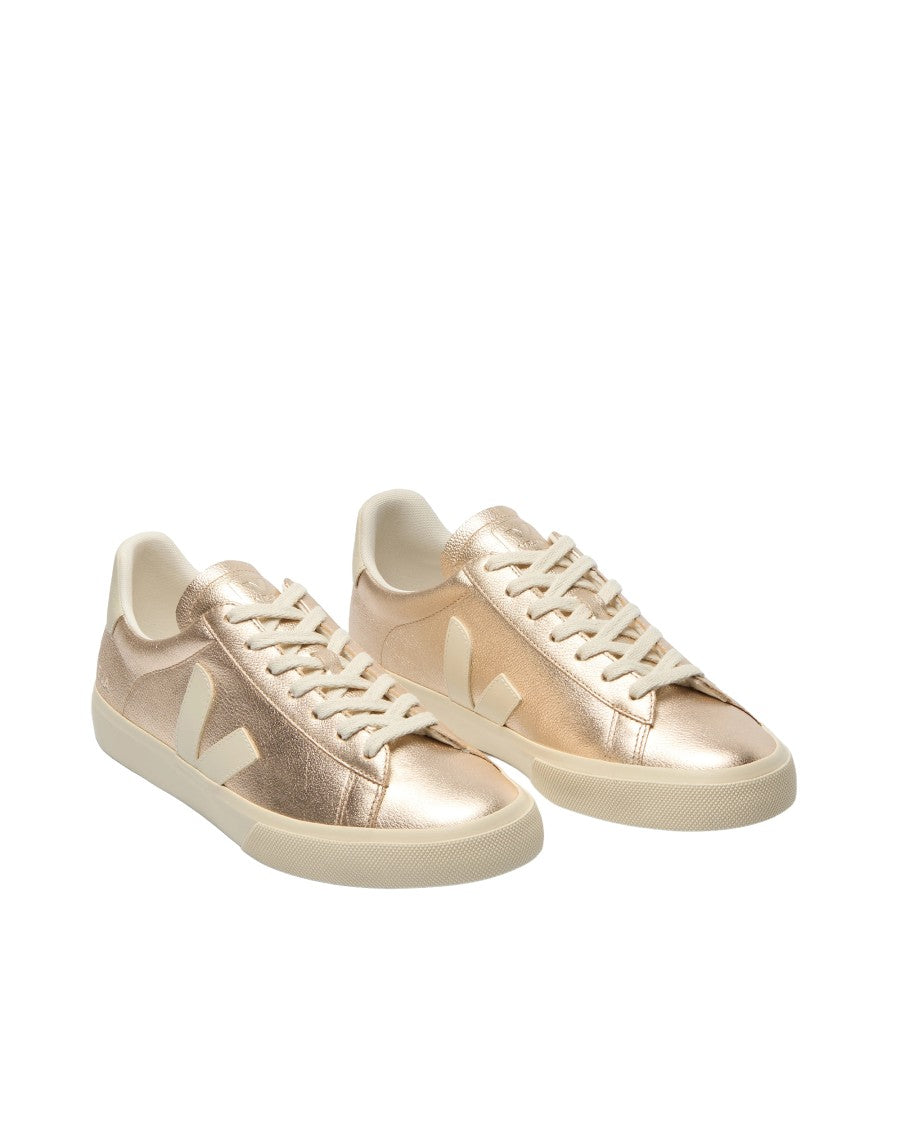 Veja Metallic Leather Low-Top Sneakers With Organic Accents