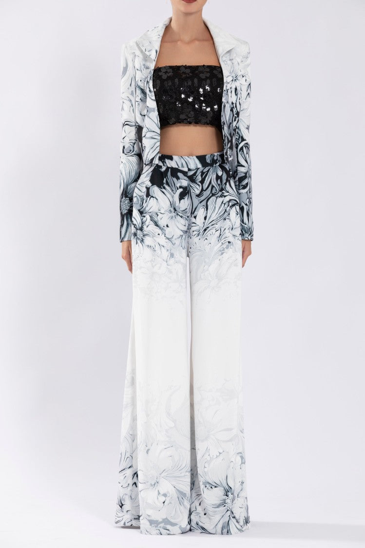 Saiid Kobeisy Crepe Printed, Cropped Jacket