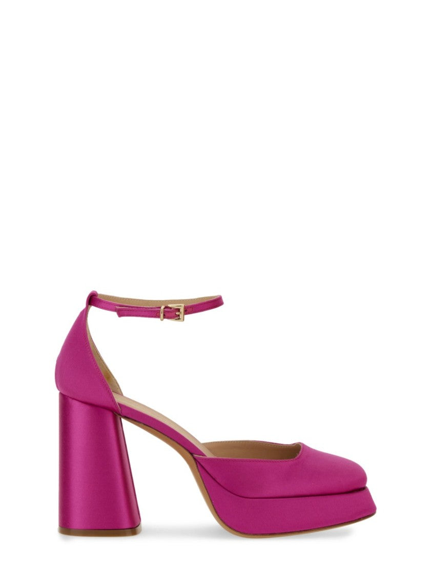 Roberto Festa "Nicla" Silk Heels With Ankle Strap And Block Heel