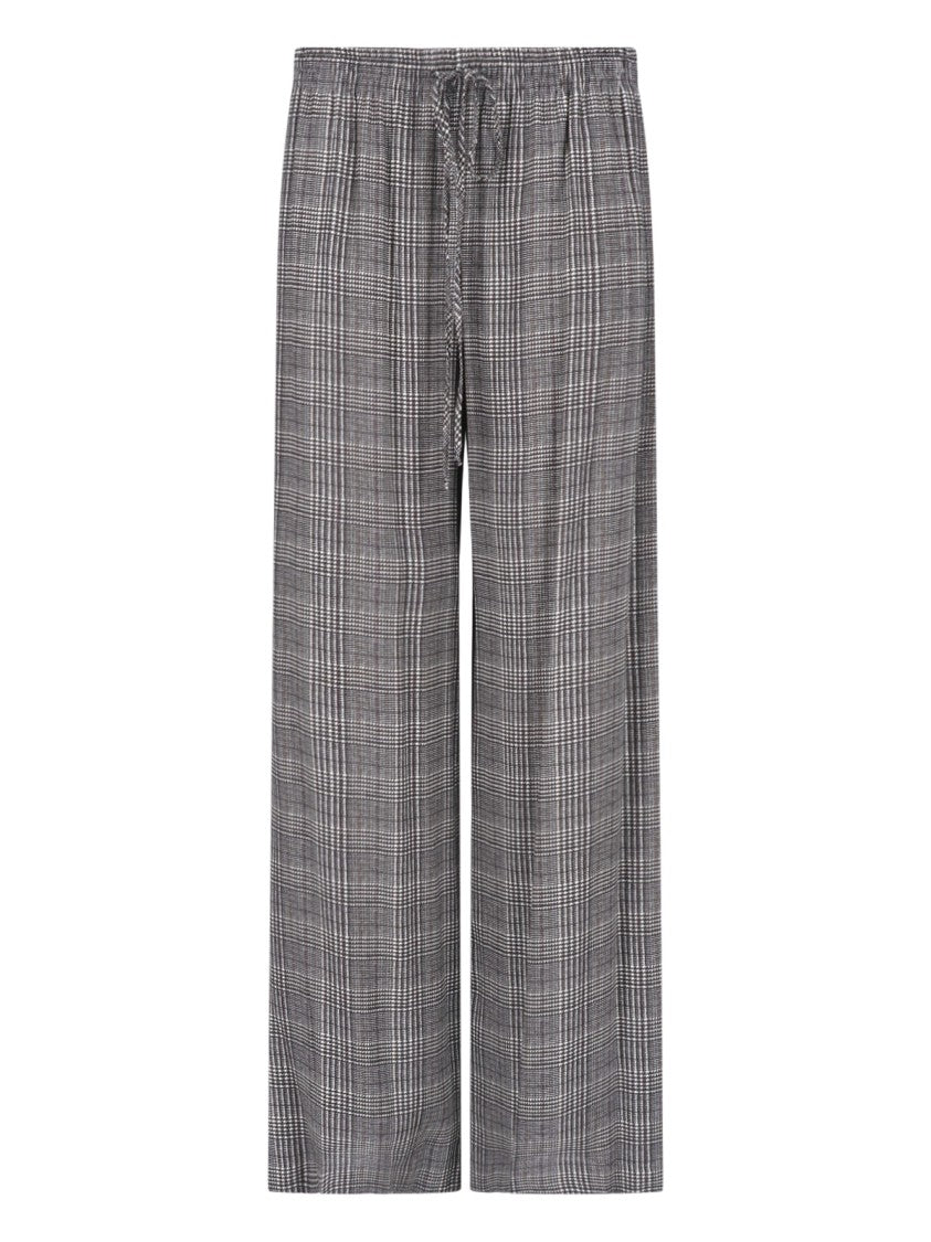 Ermanno Scervino Checkered Elastic Waist Grey Viscose Wide-Leg Pants