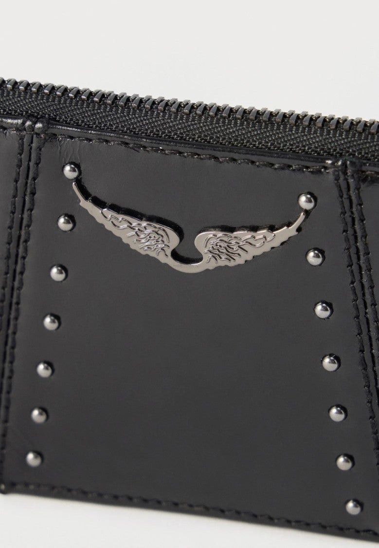 Zadig & Voltaire Rectangular Black Wallet With Silver Stud Detailing