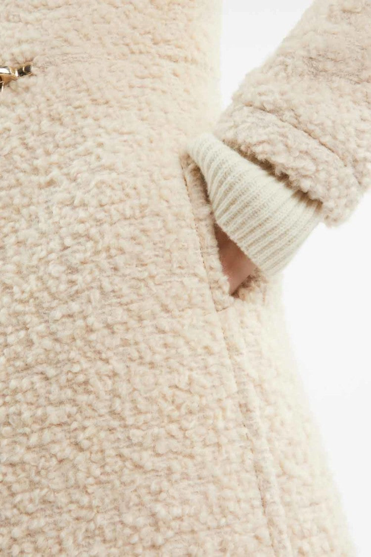 Fay Textured Mid-Length Coat With Curly Fabric