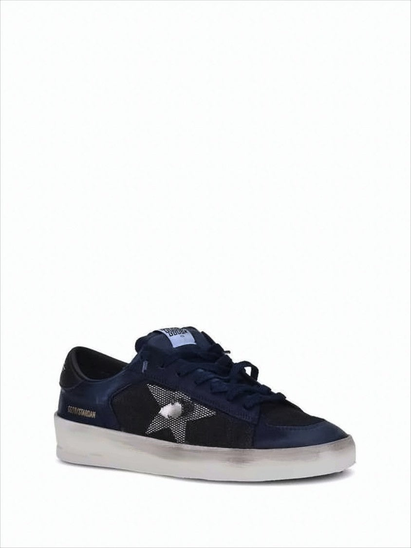 Golden Goose Low-Top Blue Sneakers With Mixed Materials