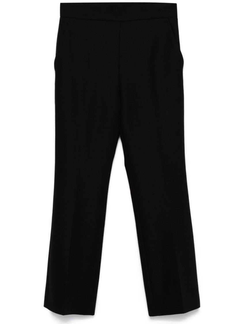 Gucci Flared Trousers With Embroidered Logo